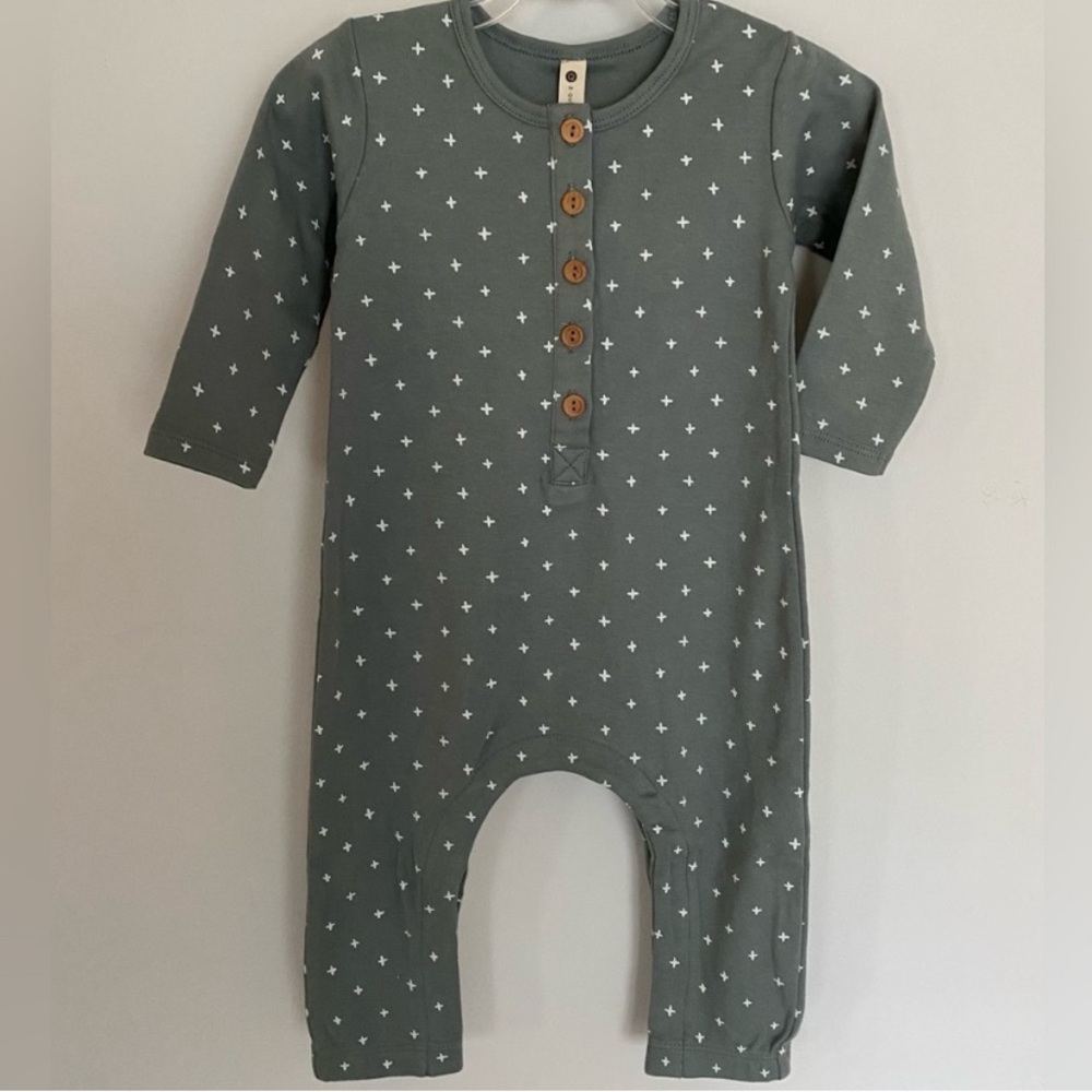 Last One! Quincy Mae Organic Cotton Soft Romper, Sea Sage Green, Rylee + Cru